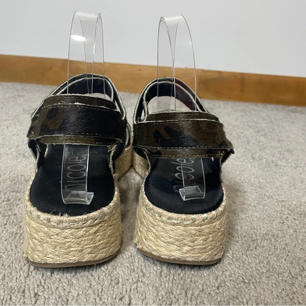 Nicole Women's Pathbreaker‎ Green Camo Calf Hair Espadrille Wedge Sandal size 8M